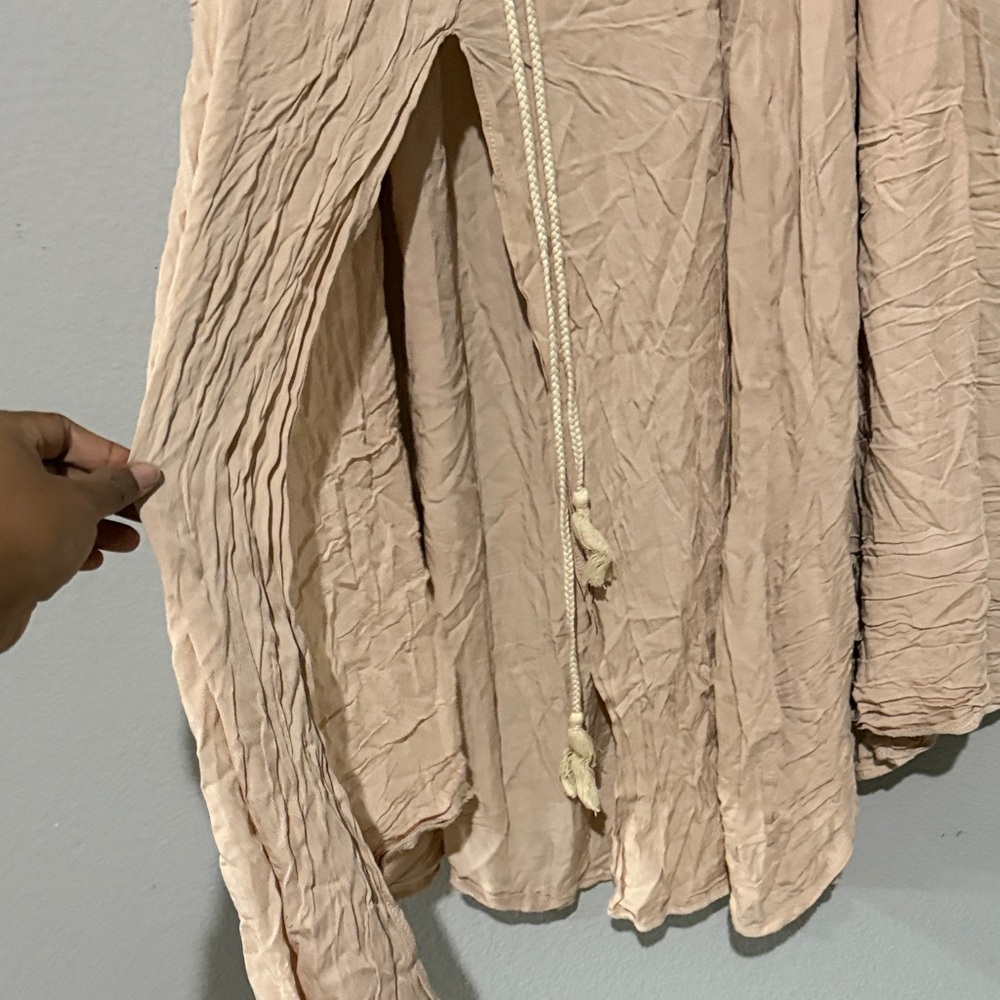 Showpo under the twilight boho Beige A-Line Skirt tassel tie slit - Picture 6 of 12